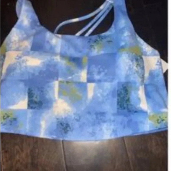 DIP  Take It Easy Printed Sports Bra Blue/Cream Size 1X Strappy Back - Picture 2 of 10